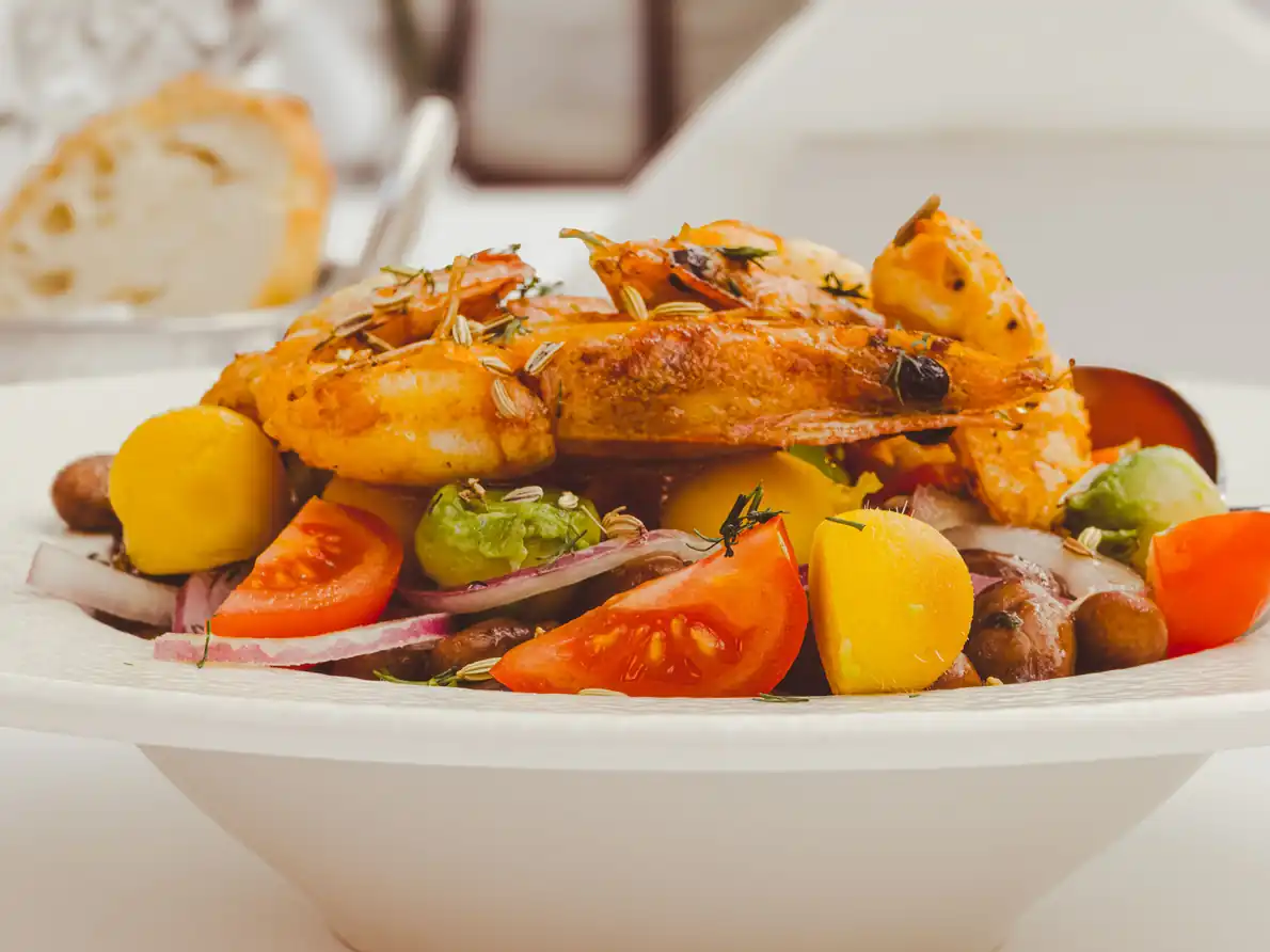 Alaskan Cod and Shrimp with Fresh Tomato