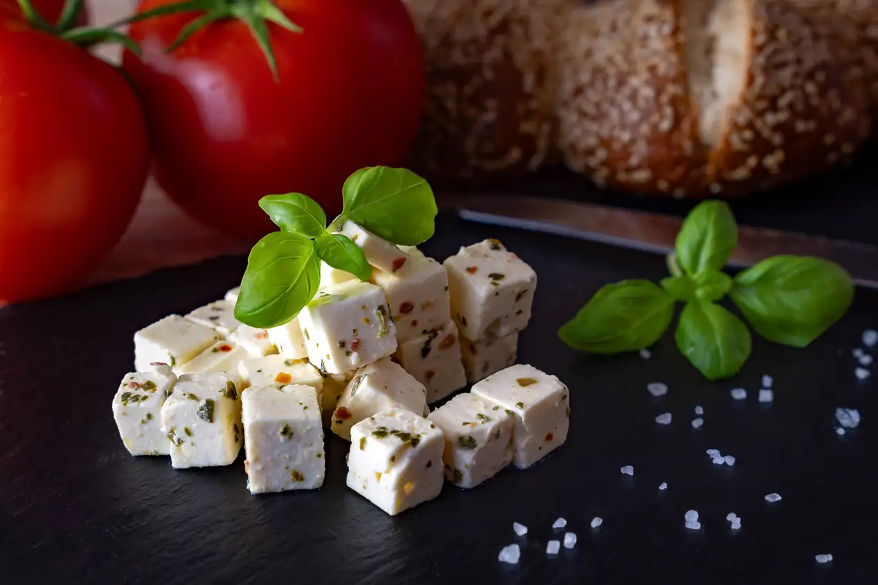 Feta Cheese with Basil Salad