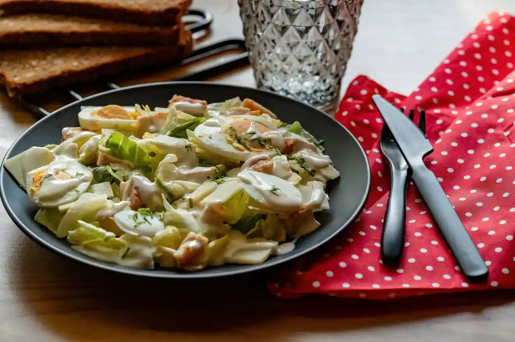 Romaine with Garlic Lemon Anchovy Dressing